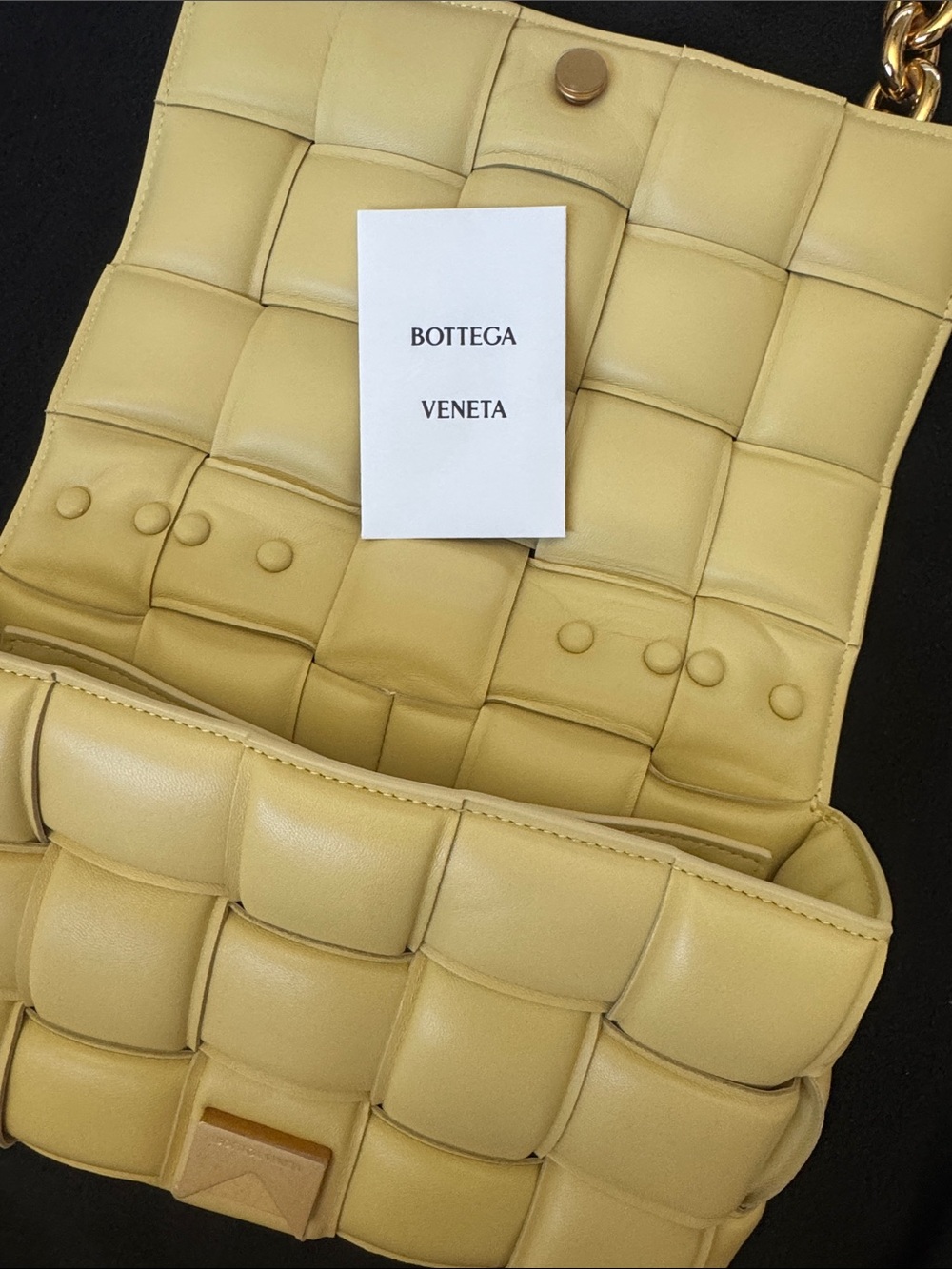 Bottega Veneta Padded Intrecciato Shoulder Bag in Cream with Gold Chain - Picture 6 of 9